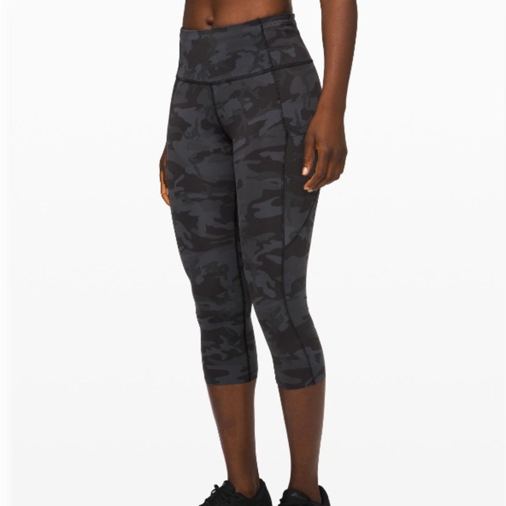 Lululemon Fast Free Crop II 19" *Non-Reflective Incognito Camo Multi Grey